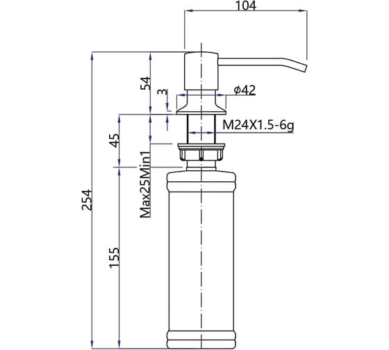 Дозатор GranFest QUARZ круглый с колбой, 250мл, Z-5001 черный