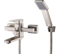 Смеситель для ванны и душа G-lauf с коротким поворотным изливом и душевой лейкой, сатин NEB3-A123KH