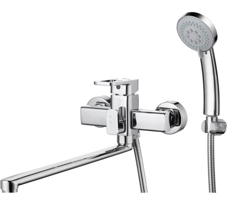 Смеситель для ванны и душа G-lauf с поворотныи изливом 35 см и душевой лейкой, сатин GOR7-A058