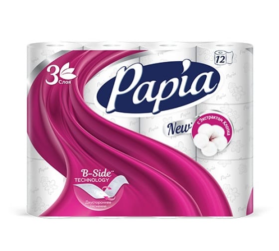 Туалетная бумага HAYAT Papia белая, трёхслойная, 12 шт. 25849 1