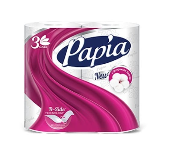Туалетная бумага HAYAT Papia белая, трёхслойная, 4 шт. 25843 1