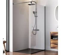 Душевая перегородка AM.PM Func 120x200, стекло прозр. 8 мм + покрытие, профиль черный W84WI-120-F1-BTE