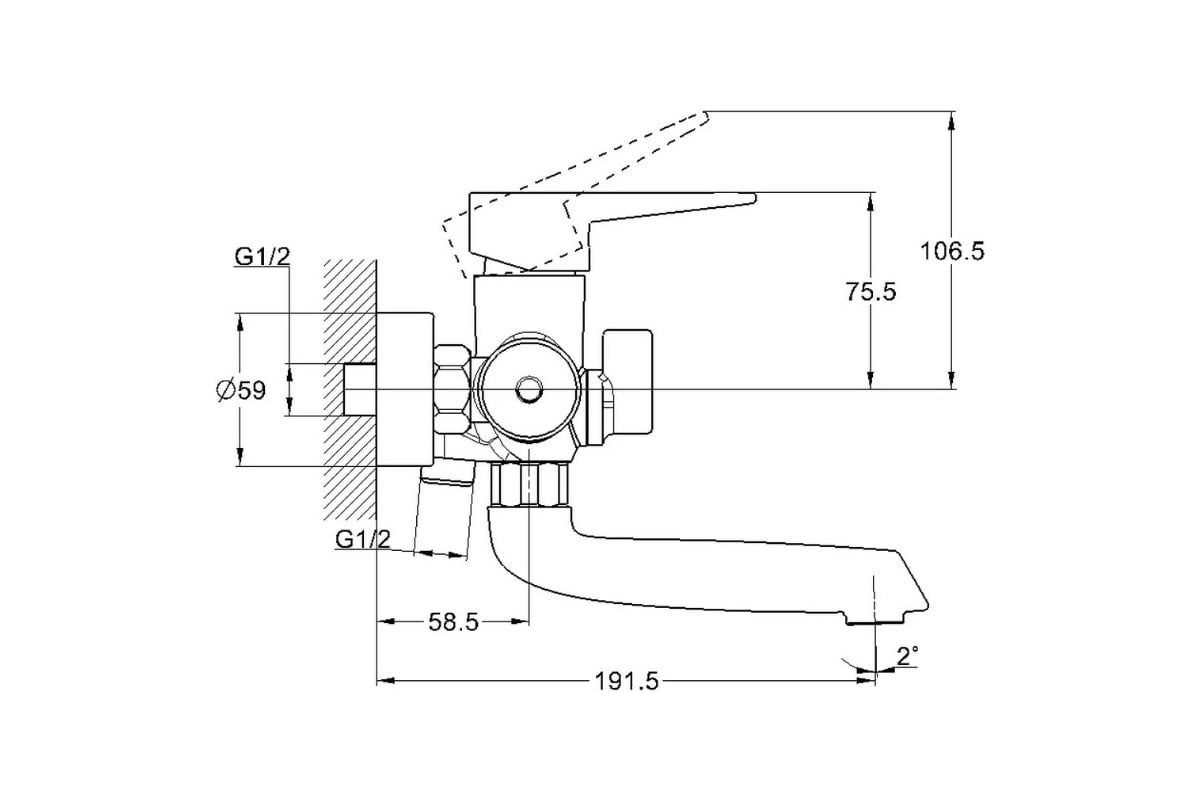 Смеситель для ванны G-lauf с литым поворотным изливом 360° и душевой ...