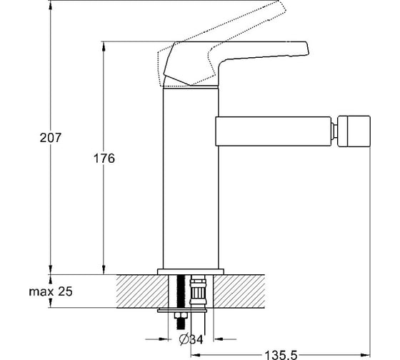 Смеситель для биде G-lauf с коротким изливом, хром LEF2-A232