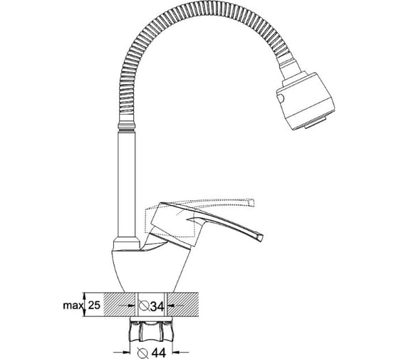 Смеситель для кухни G-lauf с гибким гофрированным изливом, хром 8G4-E181