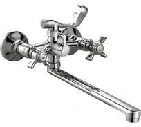 Смеситель для ванны Haiba латунный, с длинным поворотным изливом 32 см и душевой лейкой, хром HB2124