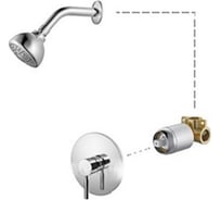 Душевой комплект Haiba латунный, со смесителем скрытого монтажа, хром HB80088