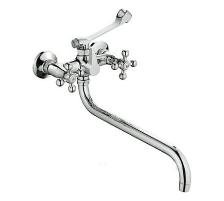 Смеситель для ванны Haiba латунный, с длинным поворотным изливом 35 см и душевой лейкой, хром HB2619-3