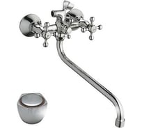 Смеситель для ванны Haiba латунь с длинным поворот изливом 30 см и душевой лейкой, хром HB2209