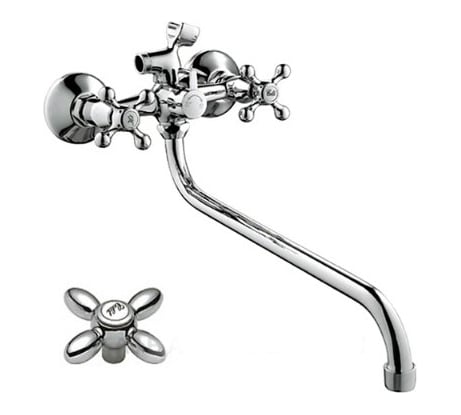 Смеситель для ванны Haiba латун с длин поворот изливом 30 см и душевой лейкой, хром HB2227-2 539074