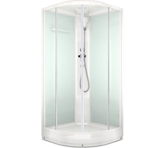 Кабина MELODIA CLASSICA 80x80 низкий, матовое стекло, белые стены, белый профиль MB01018 17942 1