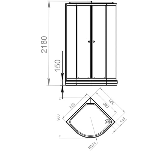 Кабина Melodia della vita CLASSICA 80x80 низкий, матовое стекло, белые стены, белый профиль MB01018 17942