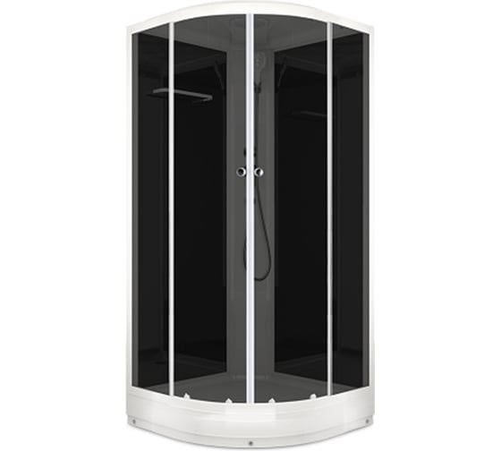 Кабина MELODIA CLASSICA 80x80 низкий, тонированное стекло, черные стены, белый профиль MB01031 17946 1