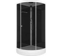 Кабина Melodia della vita JIVE 90x90 низкий, тонированное стекло, черные стены, белый профиль MB02005 17950