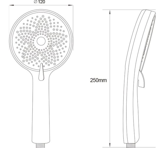 Лейка MELODIA LUXE 3 функции, d120 мм, черная MKP26313BL_bk 18677
