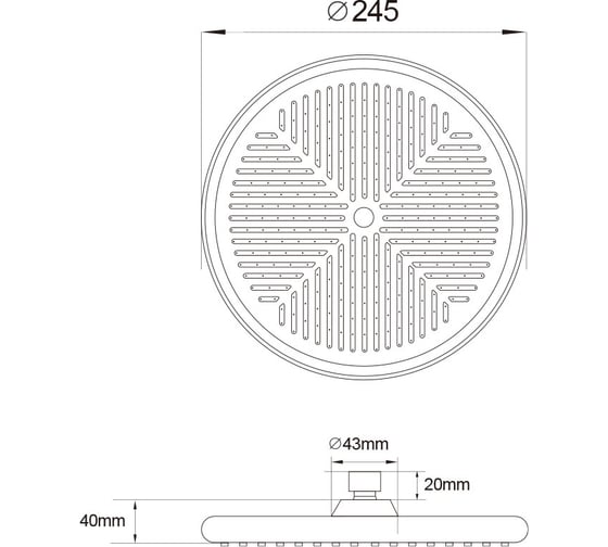 Лейка верхнего душа Melodia della vita d245 мм, черная MKP27006Сbk 18641