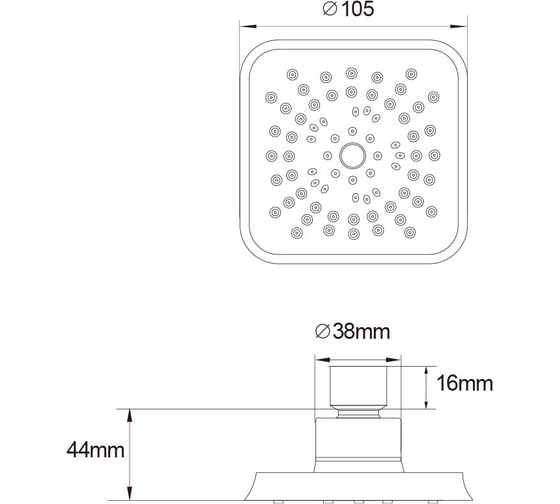 Лейка верхнего душа Melodia della vita квадрат 105x105 мм, хром MKP27008С 18644
