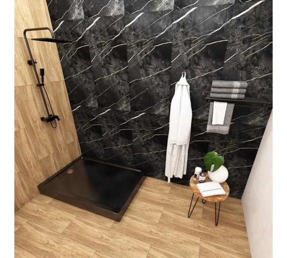 Поддон акриловый MELODIA Square 120x80x13 низкий, прямоугольный, чёрный, слив 90 мм 16281