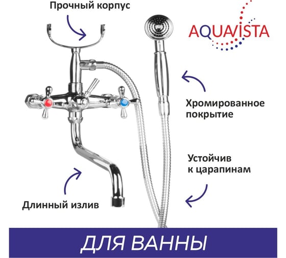 Смеситель для ванны AQUAVISTA двуручковый AXR 800-01