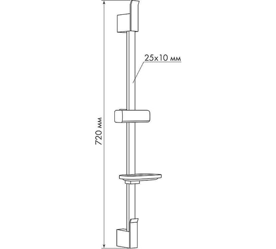 Стойка для душа Melodia della vita LUXE Moderno d25, L720, c мыльницей, черная MKP25002C_bk 18630