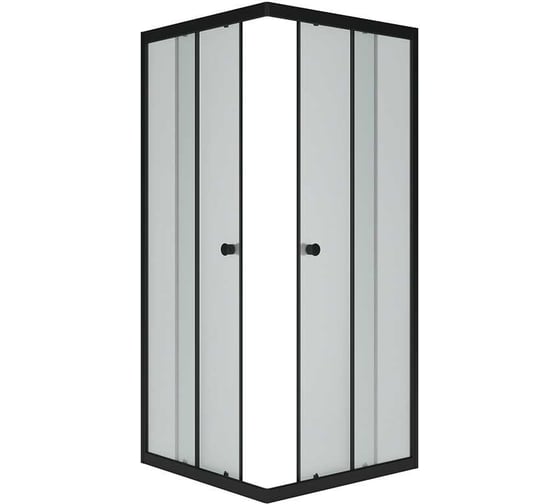 Душевой уголок MELODIA Square 80x80x175 см, стекло матовое 4 мм, черный профиль 59225