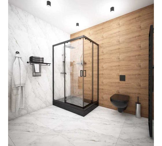 Душевой уголок Melodia della vita Square 120x80x175 см, стекло прозрачное 4 мм, черный профиль 16279