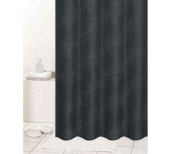 Шторка для ванны тканевая MELODIA 180x200 см, "Бриллиантовые капли", чёрная MZ-153 14861