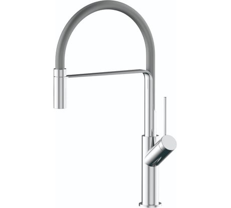 Одноручковый смеситель для мойки SmartSant с вытяжным изливом в силик оплетке, хром/серый SM134042AA