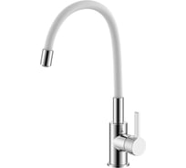 Смеситель для кухни Zenta Капрезе с гибким изливом, силиконовая оплетка, хром/белый Z2601W