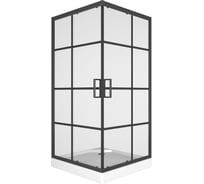 Душевой уголок Bauedge BAU Stil square квадратный 90x90x195, с поддоном 12,5 см, закаленное стекло толщиной 5 мм, черные профили, с сифоном SB0017B