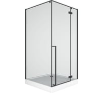 Душевой уголок Bauedge BAU Stil pattern квадратный 100x100x200, с поддоном 12,5 см, закаленное стекло 6 мм, профиль черный матовый, с сифоном SB0015B