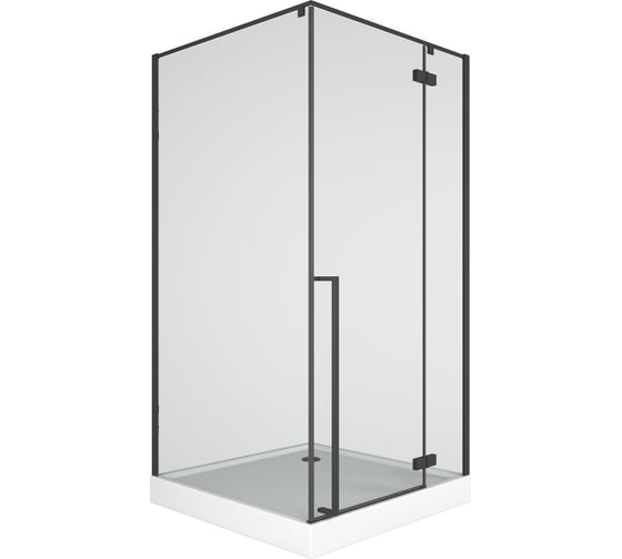 Душевой уголок Bauedge BAU Stil pattern квадратный 100x100x200, с поддоном 12,5 см, закаленное стекло 6 мм, профиль черный матовый, с сифоном SB0015B