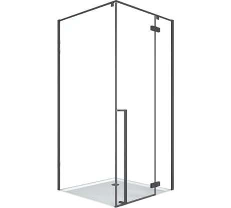 Душевой уголок Bauedge BAU Stil pattern квадратный 90x90x200, оборачиваемый с поддоном 12,5 см, закаленное стекло 6 мм, профиль черный матовый, с сифоном SB0014B