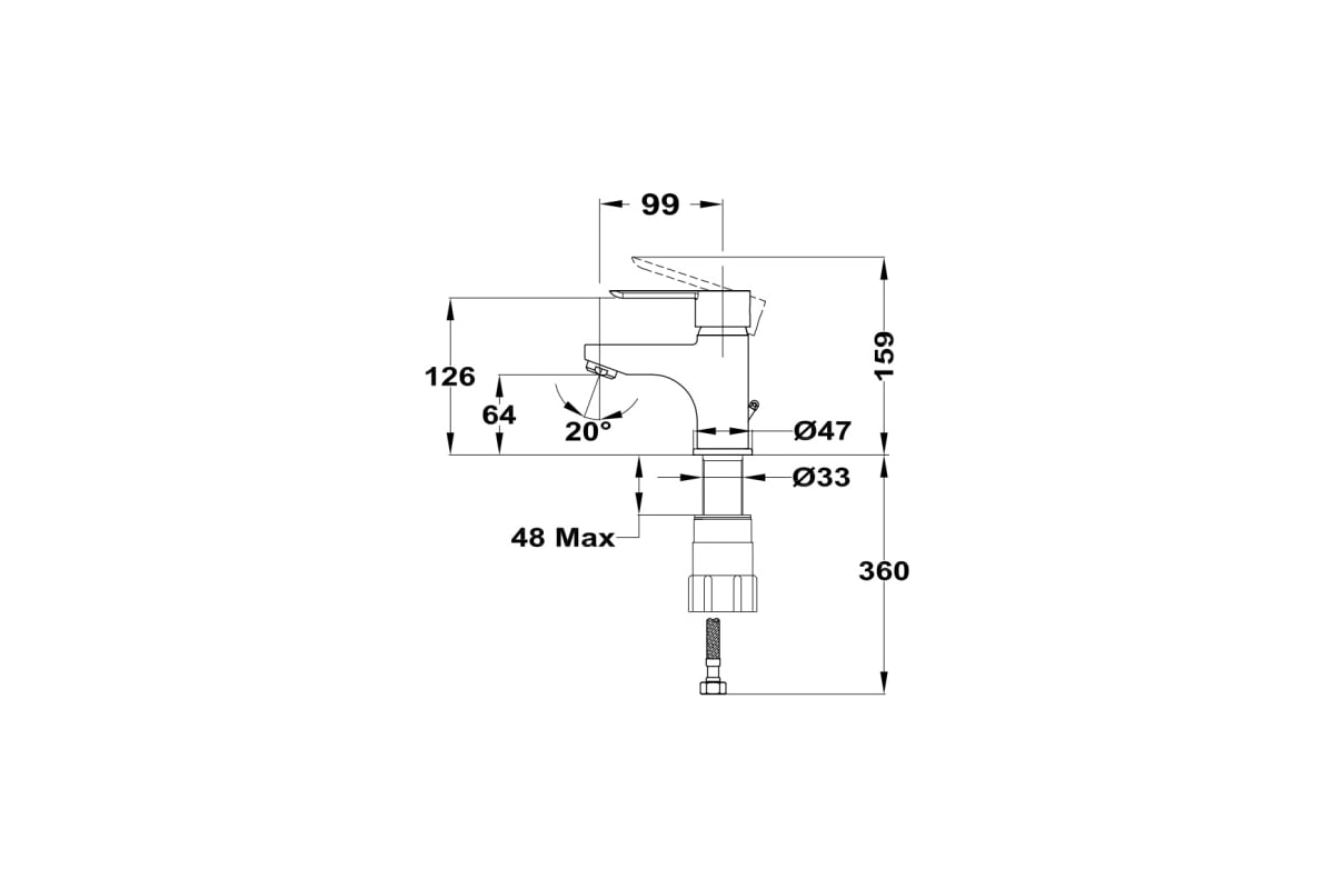 Смеситель Тека PETRA для умывальника, керамический картридж 35 мм, без ...