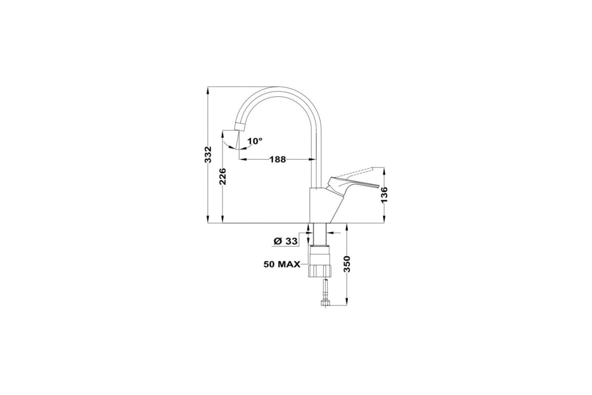 СмесительТека ALCUDIA для кухни, керамический картридж 35 мм, высокий R ...