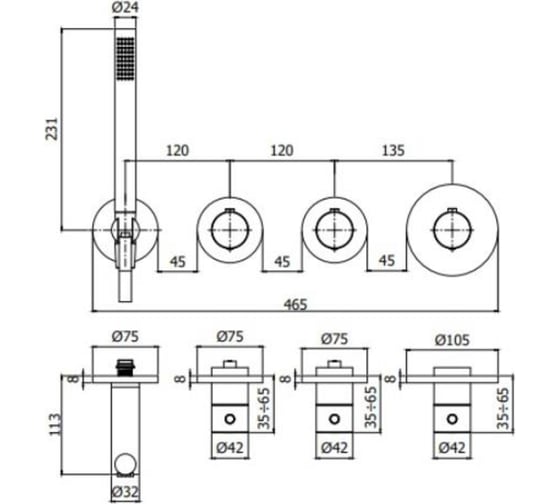 Внешняя часть смесителя термостат Paffoni MODULAR BOX хром MDE000CR