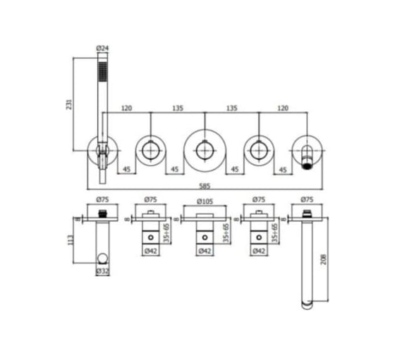 Внешняя часть смесителя термостат Paffoni MODULAR BOX хром MDE001CR