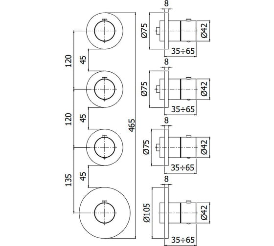 Внешняя часть смесителя термостат Paffoni MODULAR BOX хром MDE019CR