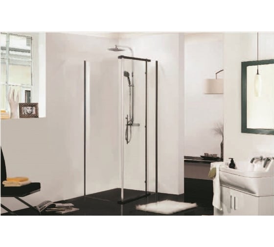 Душевой уголок Bravat Blackline 90x90x195 см, квадратный, черный BS090.3113A 00-00249365