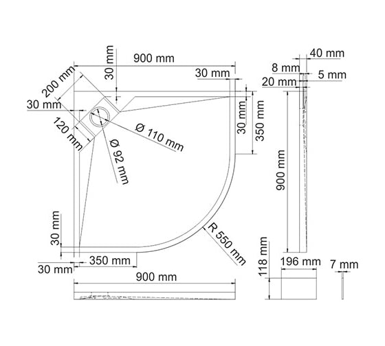 Душевой поддон WasserKRAFT Alme 15T01