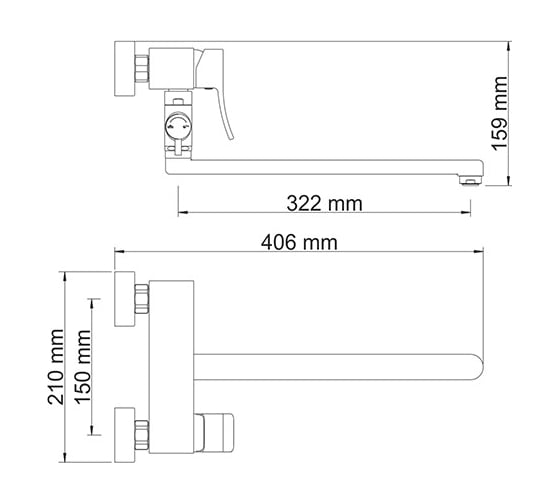 Смеситель для ванны WasserKRAFT Aller 1062LWHITE с длинным изливом 1062LW
