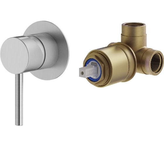 Комплект встраиваемого смесителя для душа PLUMBERIA SELECTION IXO с внутренней частью, хром брашированный KITXO1135CS