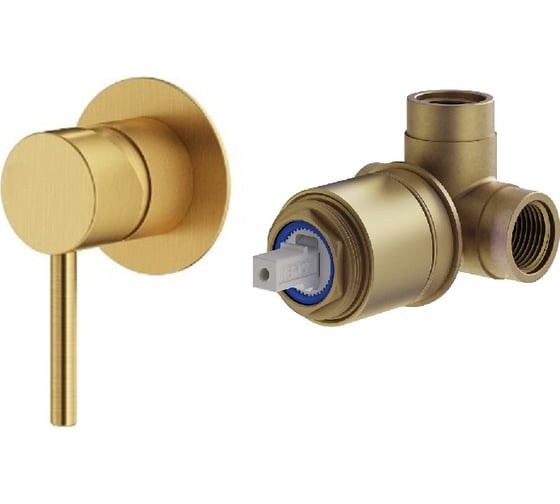 Комплект встраиваемого смесителя для душа PLUMBERIA SELECTION IXO с внутренней частью, золото брашированное KITXO1135OB
