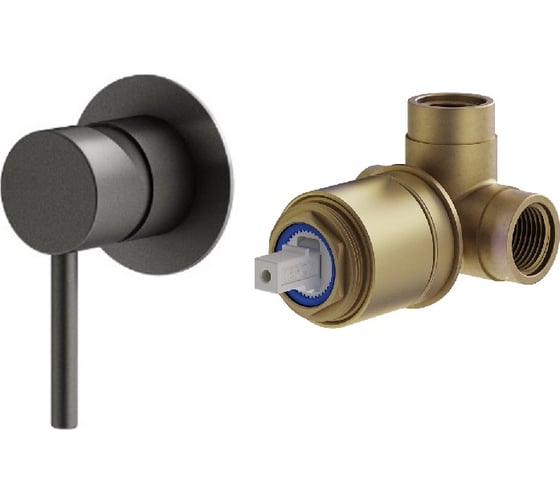 Комплект встраиваемого смесителя для душа PLUMBERIA SELECTION IXO с внутренней частью, графит матовый KITXO1135GR 1