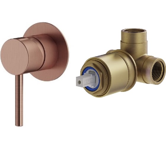 Комплект встраиваемого смесителя для душа PLUMBERIA SELECTION IXO с внутренней частью, медь брашированная KITXO1135RS 1