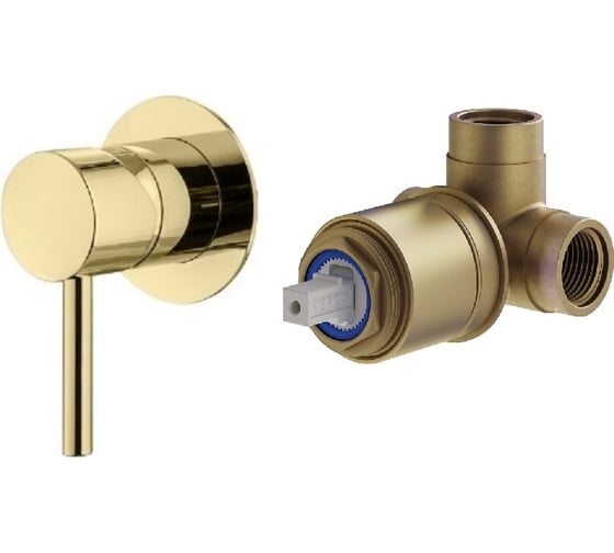 Комплект встраиваемого смесителя для душа PLUMBERIA SELECTION IXO с внутренней частью, золото KITXO1135OR 1