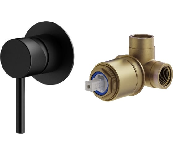Комплект встраиваемого смесителя для душа PLUMBERIA SELECTION IXO с внутренней частью, черный матовый KITXO1135NO