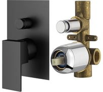 Комплект встраиваемого смесителя для душа PLUMBERIA SELECTION TAG с внутренней частью, черный матовый KITTG1001NO