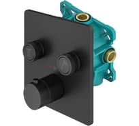 Комплект встраиваемого термостатического смесителя для душа PLUMBERIA SELECTION PSBOX с внутренней частью, черный матовый KITPSB2902NO
