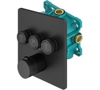 Комплект встраиваемого термостатического смесителя для душа PLUMBERIA SELECTION PSBOX с внутренней частью, черный матовый KITPSB2903NO